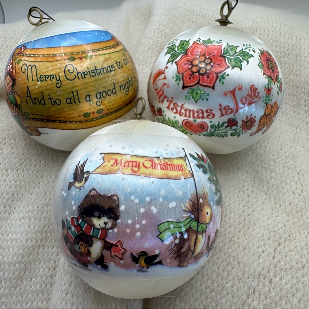Vintage 1979 Current Inc. Decoupage Christmas Ornaments – Set of 3